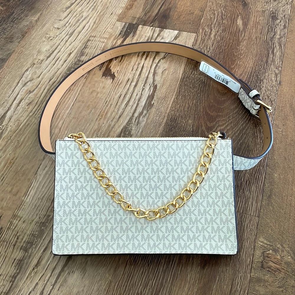 Michael Kors Cream and Gold Chain Shoulder Bag